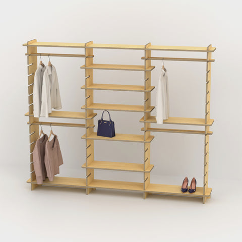 Shelvr Triple Bay Clothing Rack | H1835 x D290mm