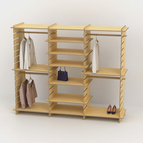 Shelvr Triple Bay Clothing Rack | H1835 x D590mm